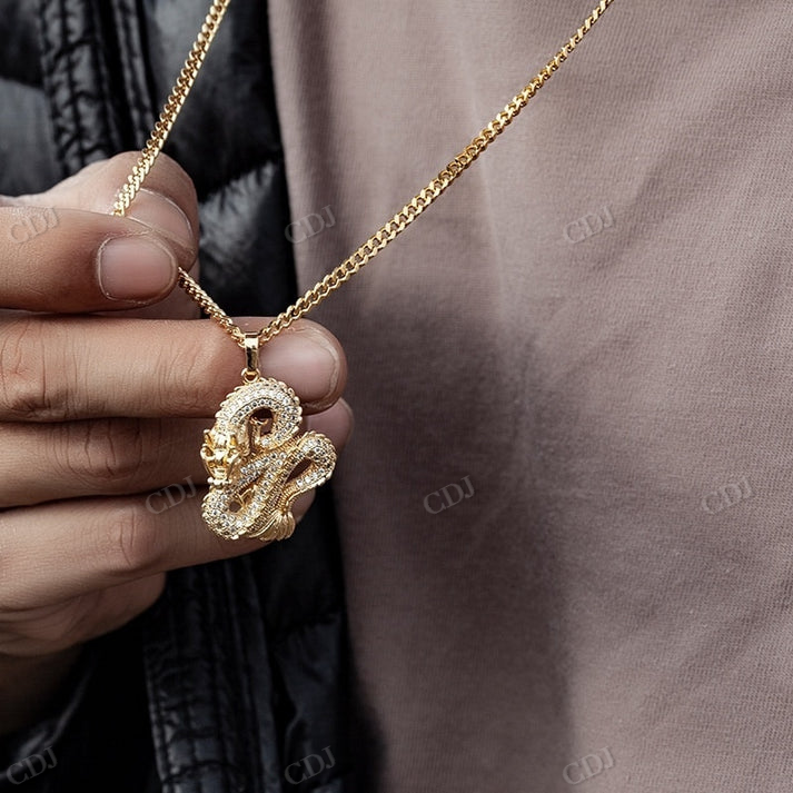 Gold Plated Moissanite Diamond Snake Pendant hip hop jewelry CustomDiamJewel