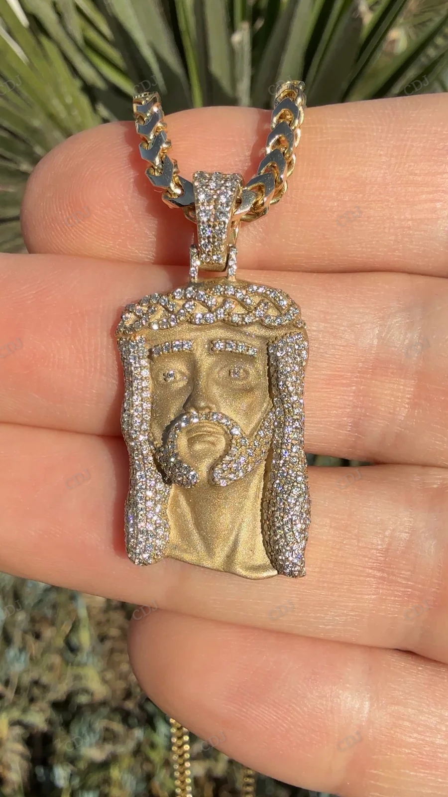 Custom Round Cut Diamond Jesus Pendant hip hop jewelry CustomDiamJewel