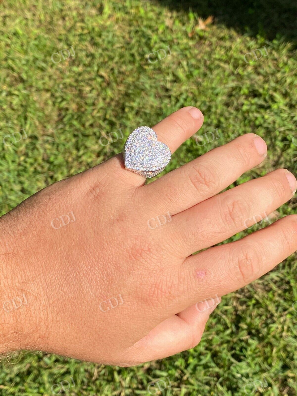 Heart Shape Round Cut Diamond Iced Ring  customdiamjewel   