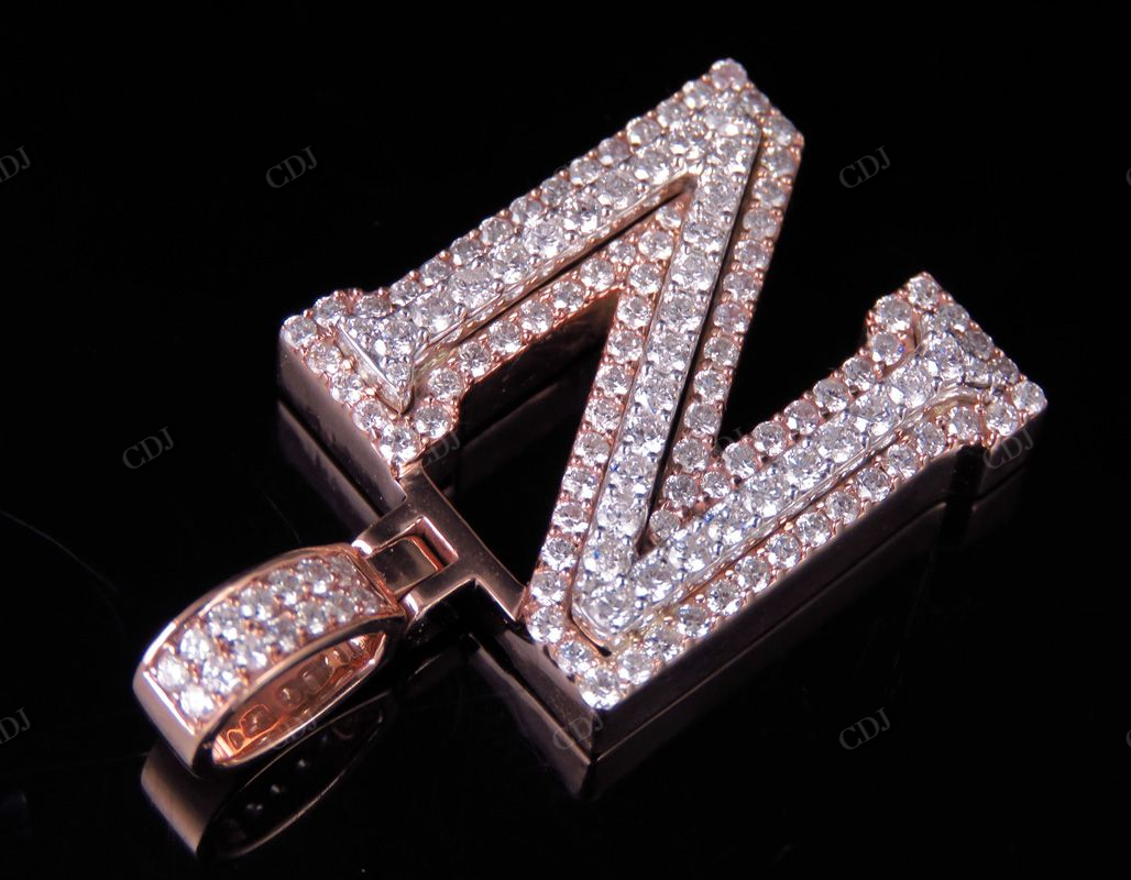 1.5CTW Solid Gold Real Diamond initial 'N' Letter Pendant CustomDiamJewel