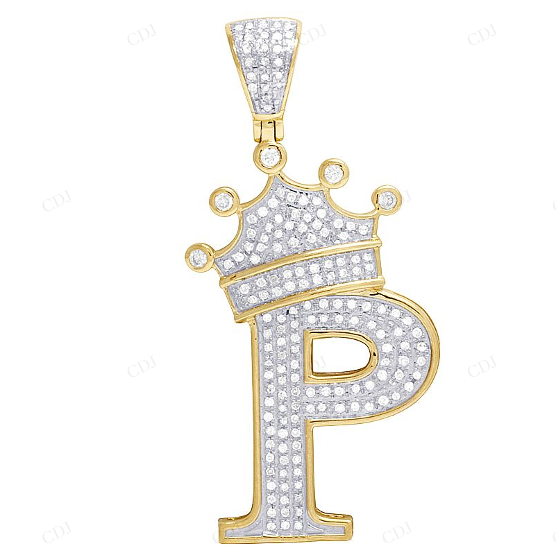 0.50 CTW Real Diamond Initial "P" Crown Pendant CustomDiamJewel