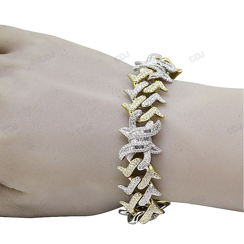 High Quality Silver Moissainte Thron Cuban Bracelet hip hop jewelry CustomDiamJewel