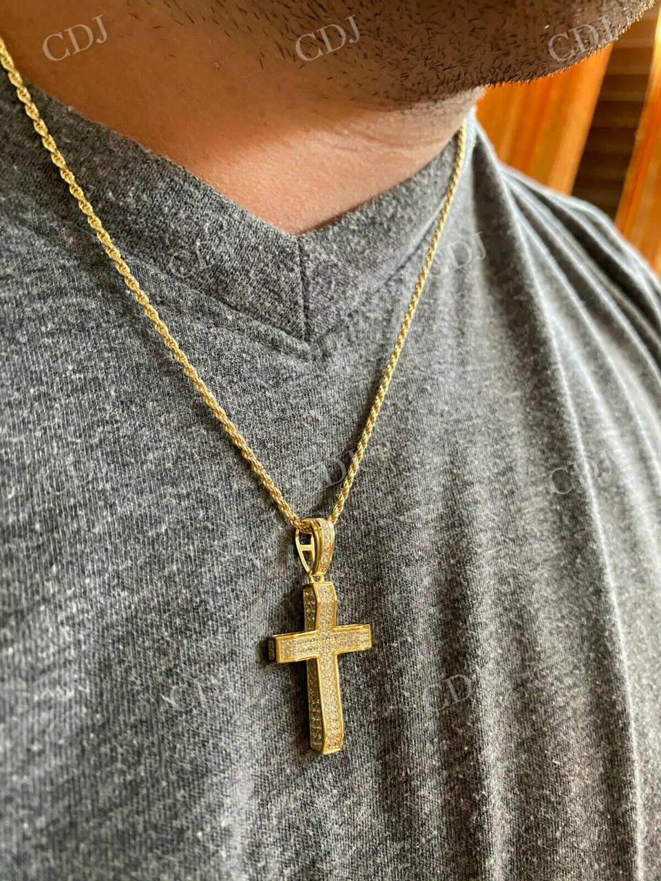 1" Iced Diamond Cross Pendant  customdiamjewel   