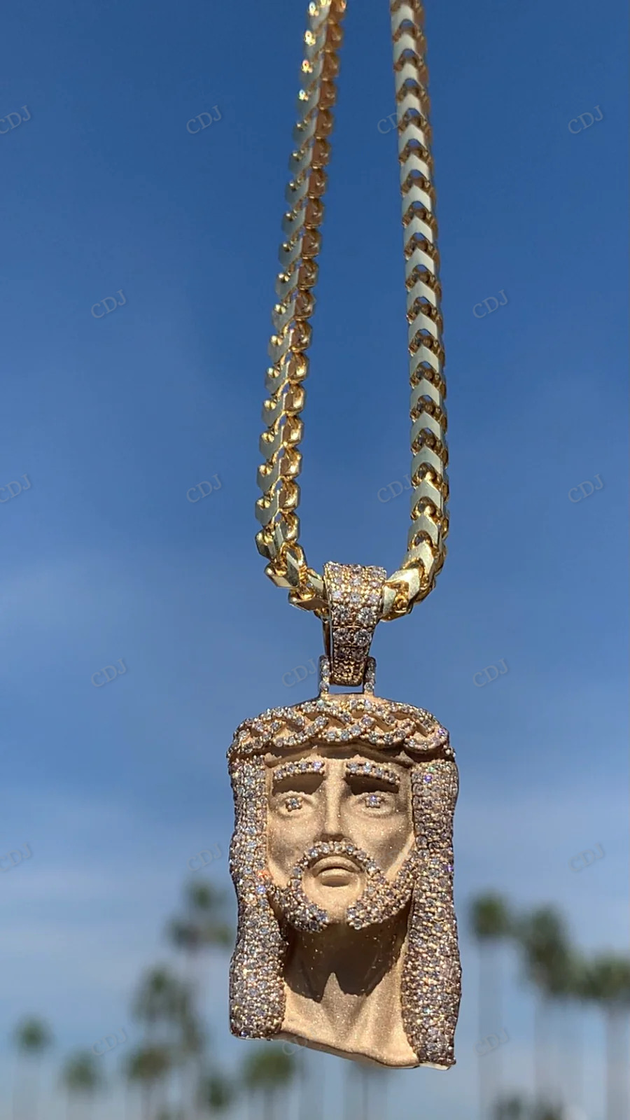 Custom Round Cut Diamond Jesus Pendant hip hop jewelry CustomDiamJewel