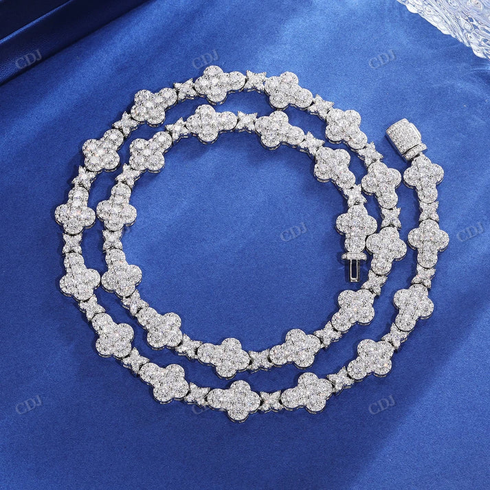 10mm S925 Moissanite Cross Stationed Star Link Tennis Chain hip hop jewelry CustomDiamJewel