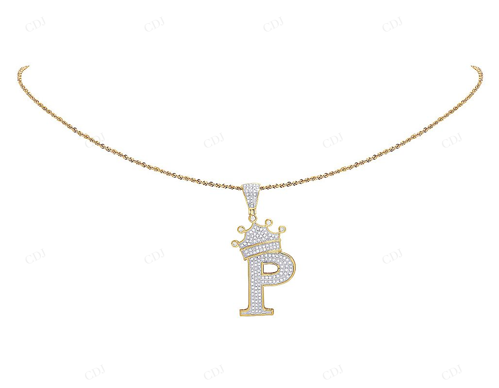 0.50 CTW Real Diamond Initial "P" Crown Pendant CustomDiamJewel