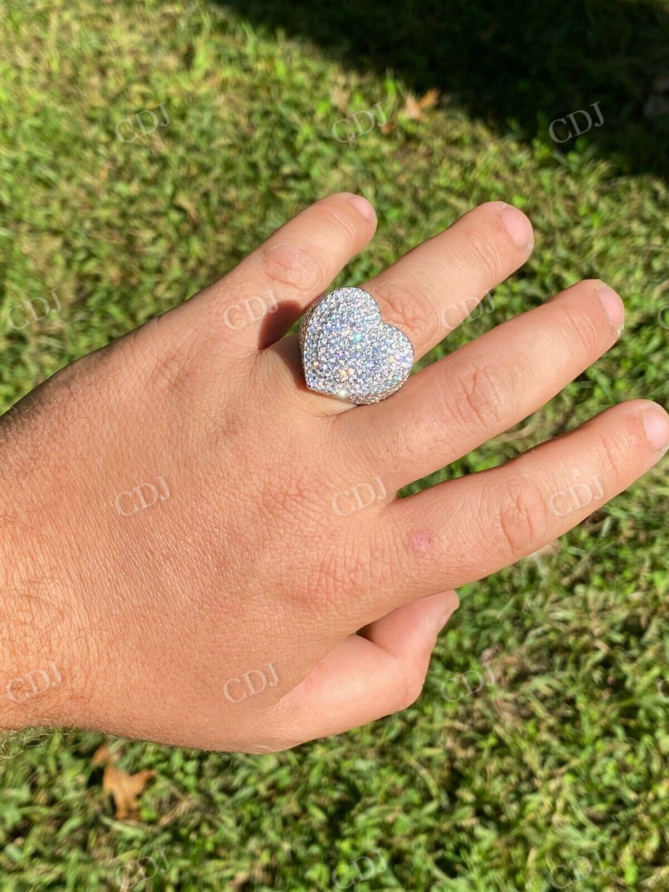 Heart Shape Round Cut Diamond Iced Ring  customdiamjewel   