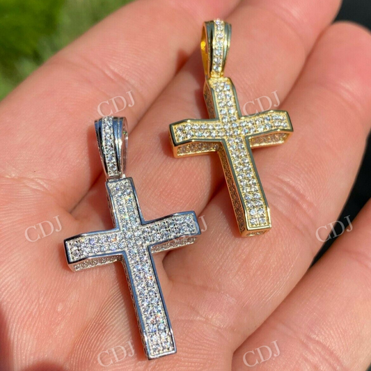 1" Iced Diamond Cross Pendant  customdiamjewel   
