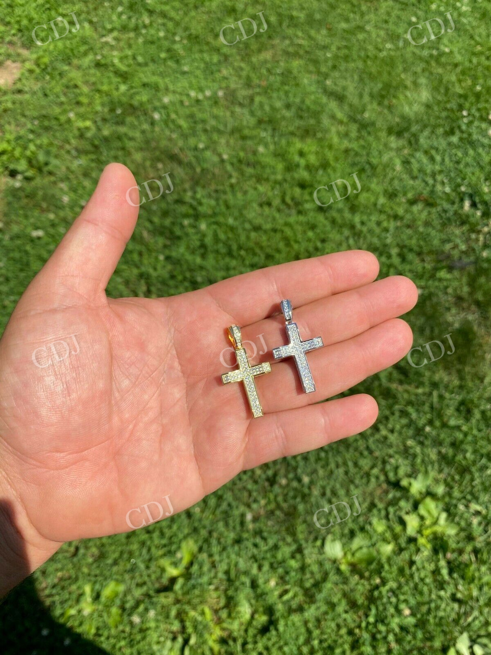 1" Iced Diamond Cross Pendant  customdiamjewel   