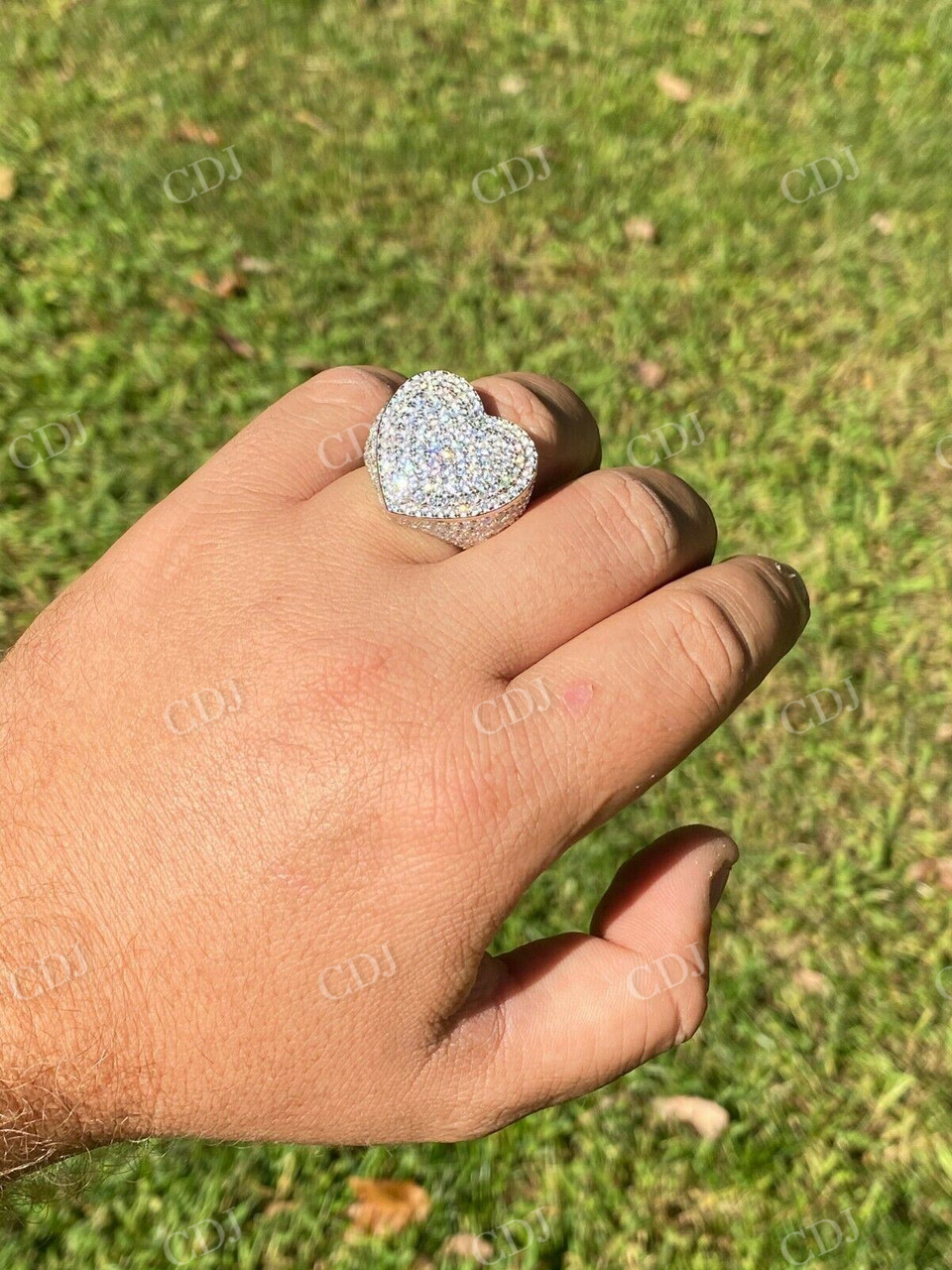 Heart Shape Round Cut Diamond Iced Ring  customdiamjewel   