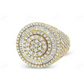 18kt Yellow Gold Circle Halo Baguette Diamond Moissanite Ring hip hop jewelry CustomDiamJewel