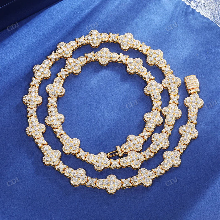 10mm S925 Moissanite Cross Stationed Star Link Tennis Chain hip hop jewelry CustomDiamJewel