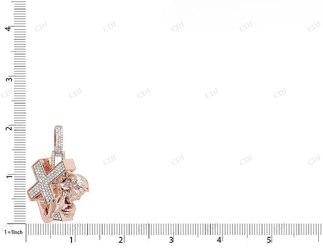 10K Gold Lab Grown Diamond Jesus Carrying Cross Pendant Hip Hop Pendent CustomDiamJewel