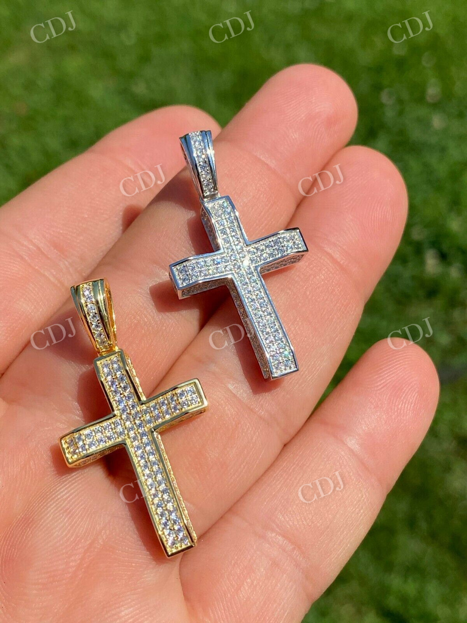 1" Iced Diamond Cross Pendant  customdiamjewel   