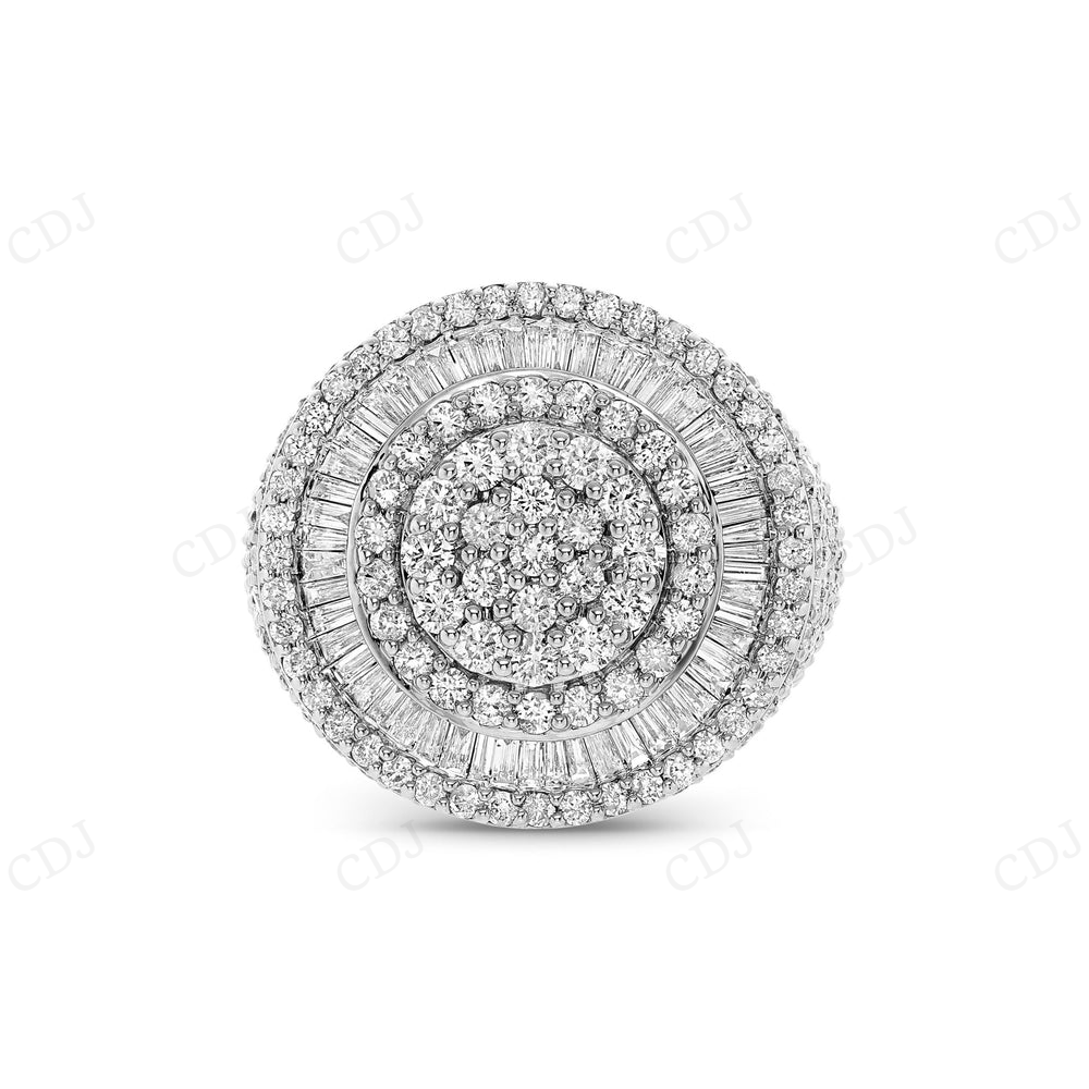 18kt Yellow Gold Circle Halo Baguette Diamond Moissanite Ring hip hop jewelry CustomDiamJewel