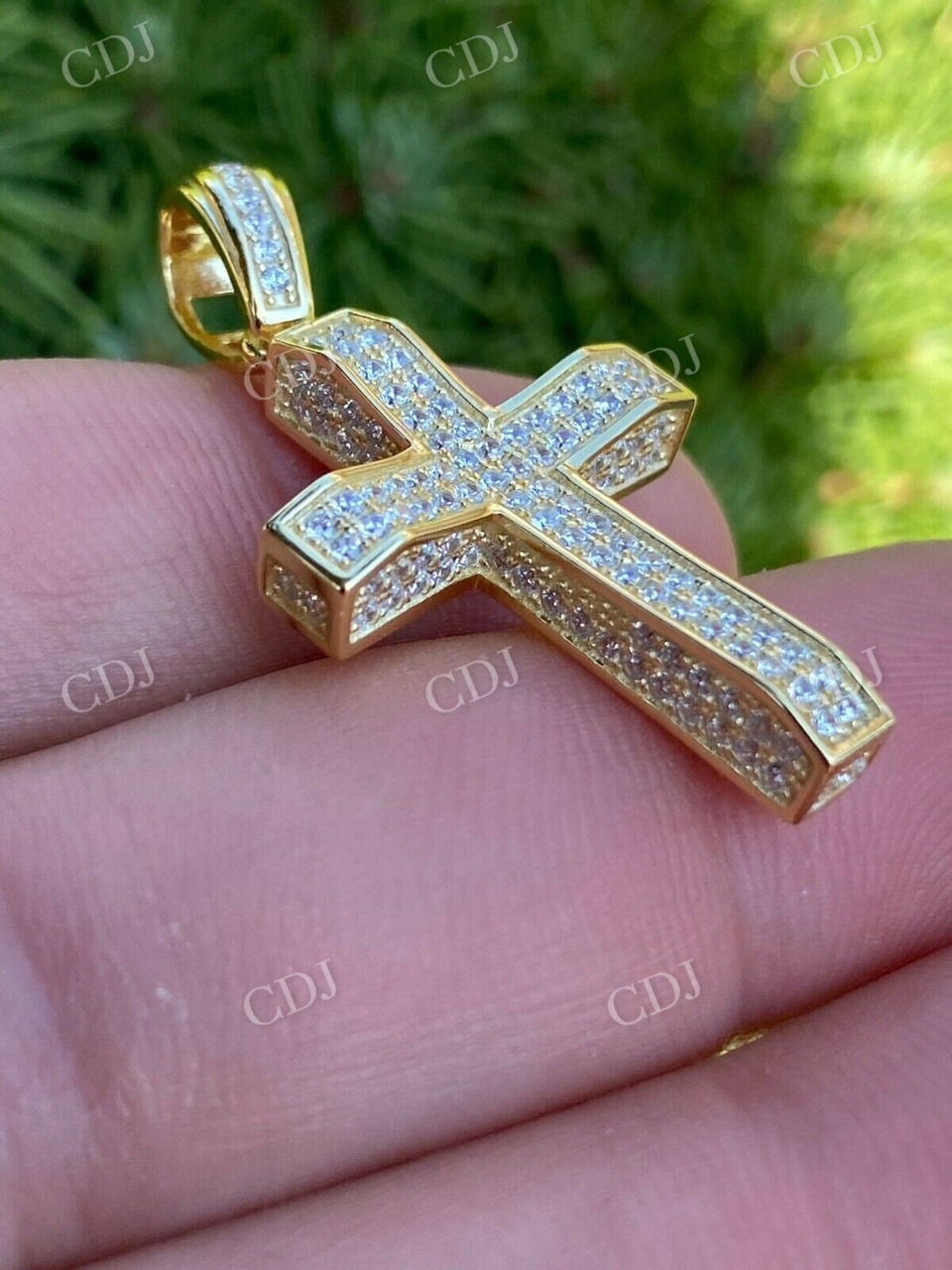 1" Iced Diamond Cross Pendant  customdiamjewel   