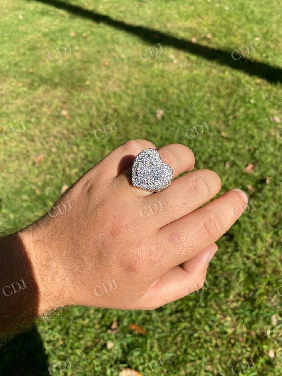 Heart Shape Round Cut Diamond Iced Ring  customdiamjewel   