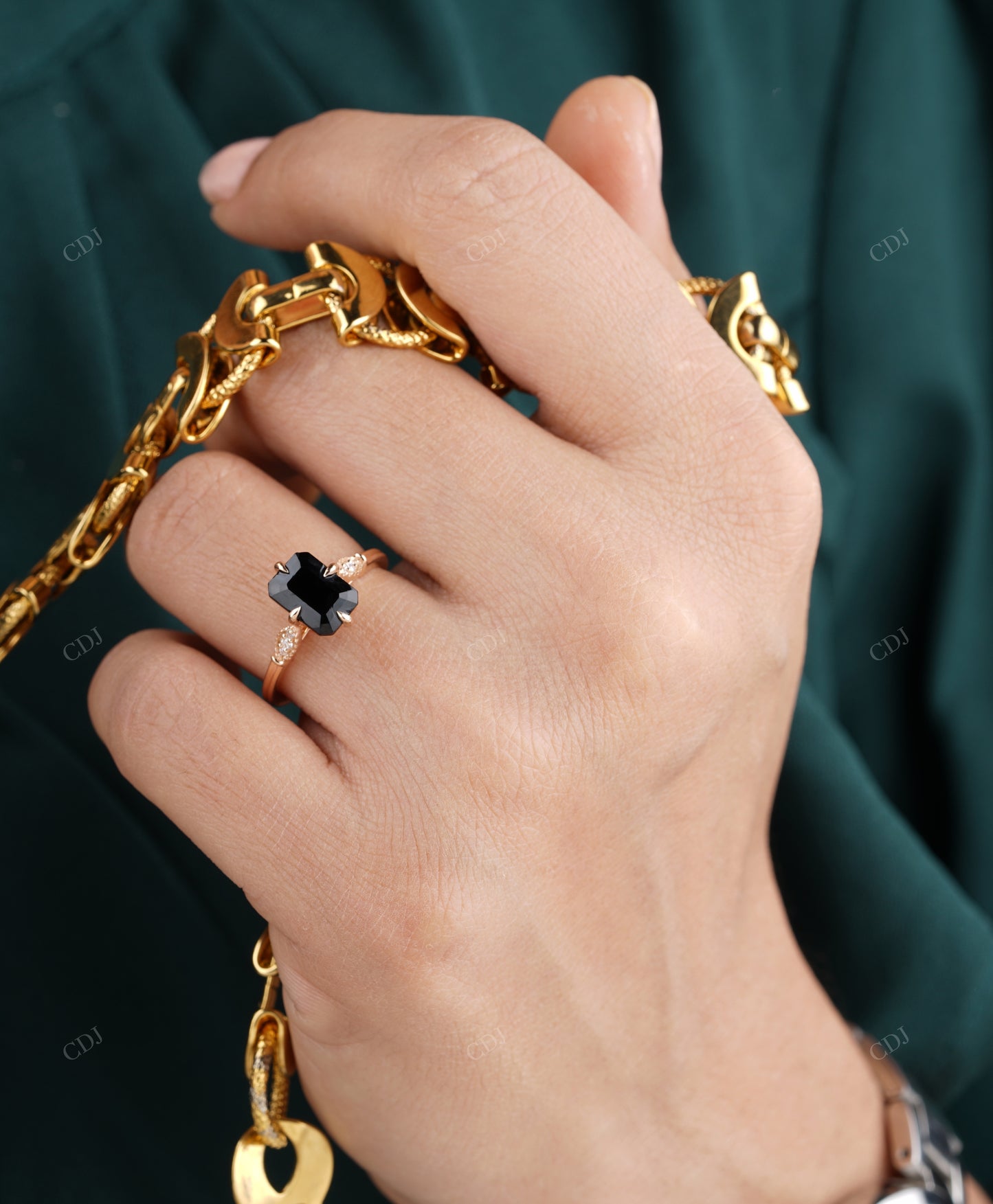 Black Emerald Moissanite Diamond Ring customdiamjewel