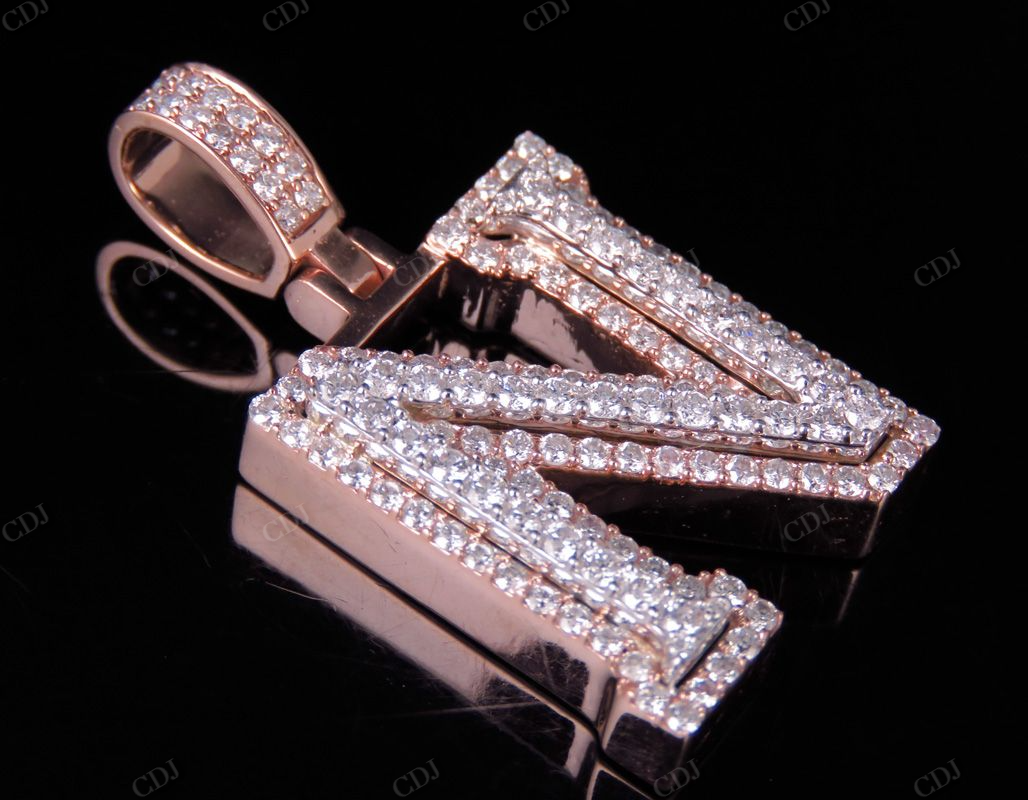 1.5CTW Solid Gold Real Diamond initial 'N' Letter Pendant CustomDiamJewel
