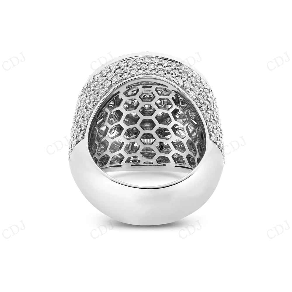 18kt Yellow Gold Circle Halo Baguette Diamond Moissanite Ring hip hop jewelry CustomDiamJewel