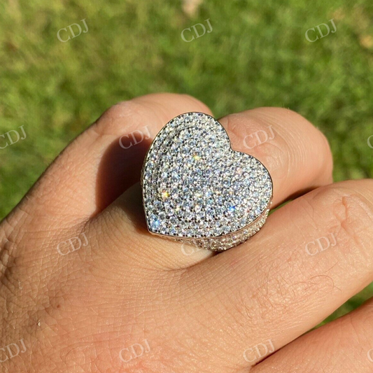 Heart Shape Round Cut Diamond Iced Ring  customdiamjewel   