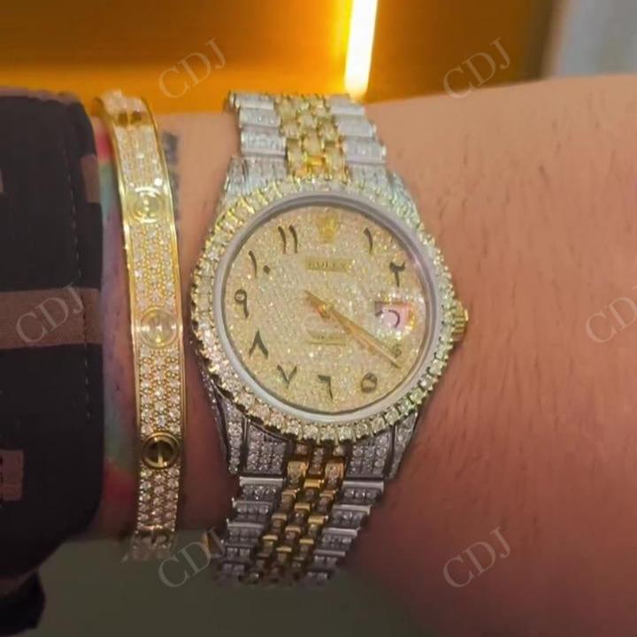 Two Tone Rolex Moissanite Stainless Steel Super Iced Out Hip Hop luxury Men Watch hip hop jewelry CustomDiamJewel