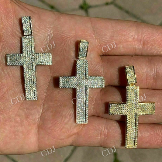 14k Round Diamond Cross Hip Hop Pendant  customdiamjewel   