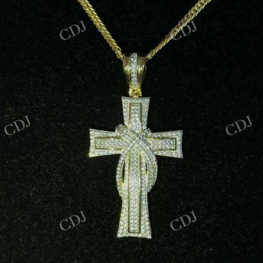 Round Diamond Cross Crucifix Pendant  customdiamjewel   