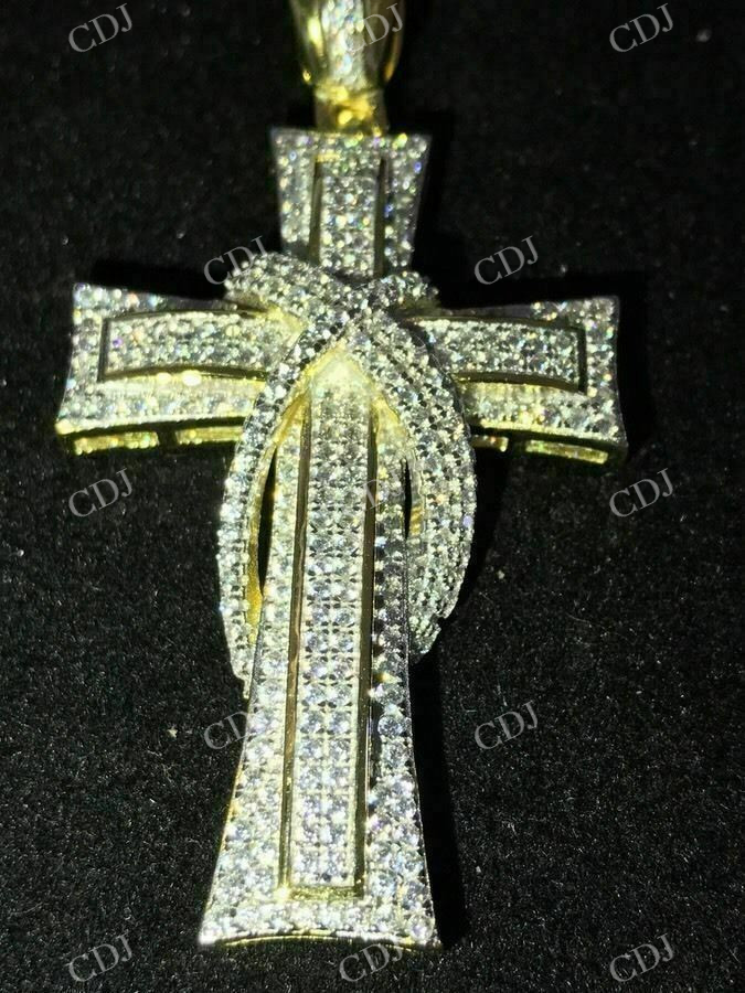 Round Diamond Cross Crucifix Pendant  customdiamjewel   