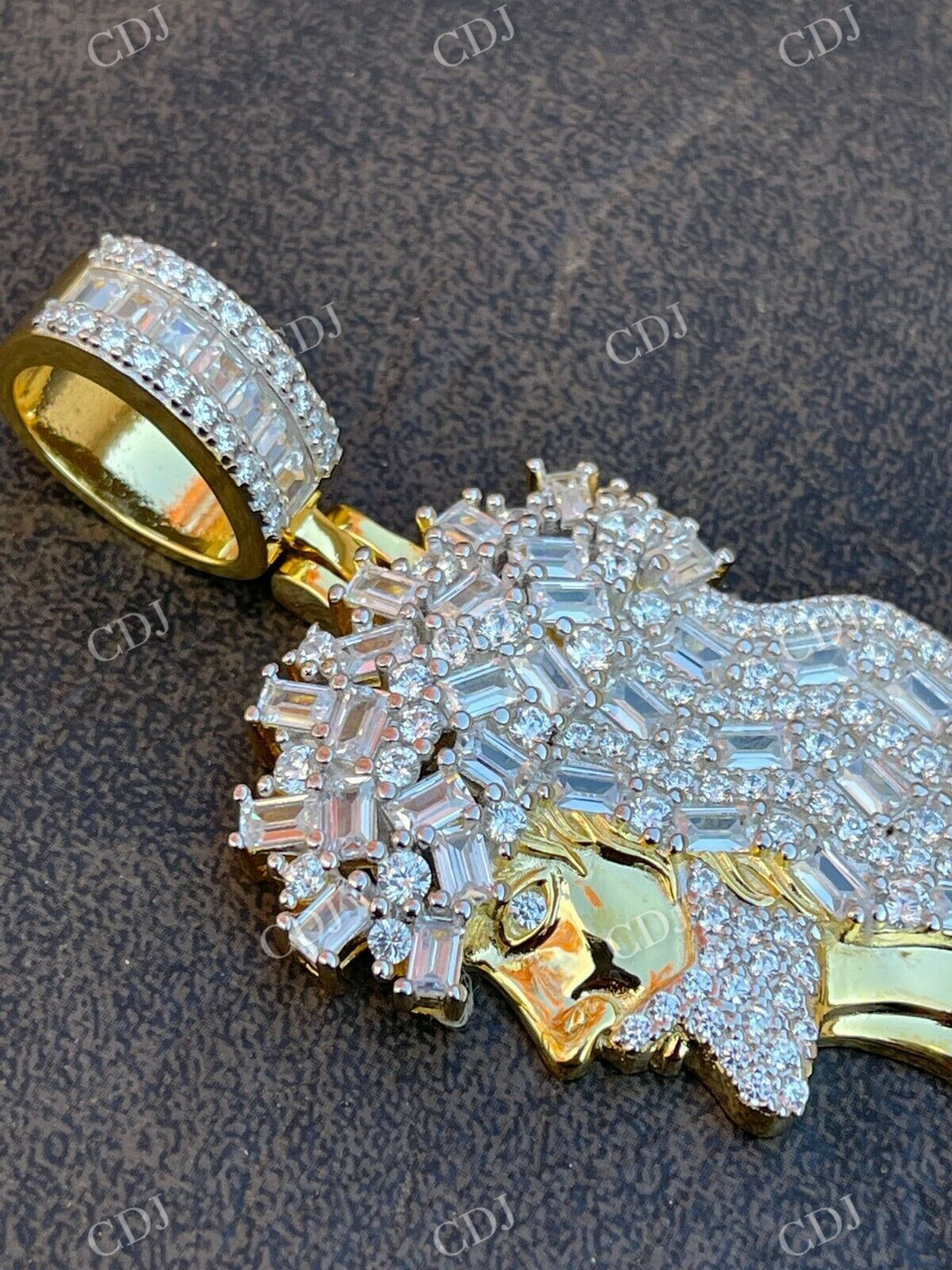 Jesus Piece Baguette Diamond Iced Pendant  customdiamjewel   