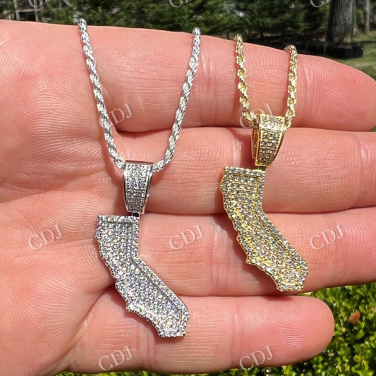 Round Diamond California State Shape Pendant  customdiamjewel   
