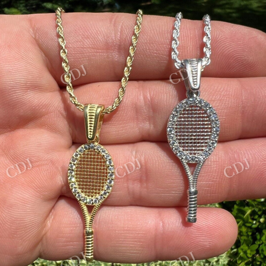 Round Diamond Tennis Racket Pendant  customdiamjewel   