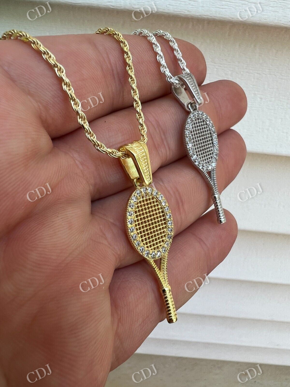 Round Diamond Tennis Racket Pendant  customdiamjewel   