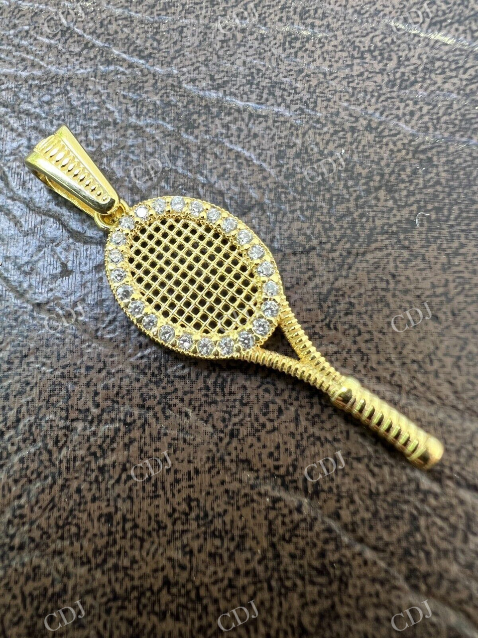 Round Diamond Tennis Racket Pendant  customdiamjewel   