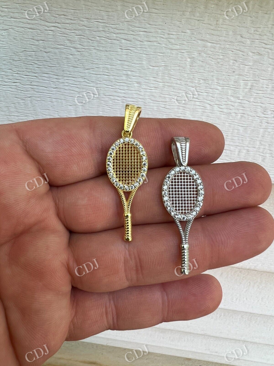 Round Diamond Tennis Racket Pendant  customdiamjewel   