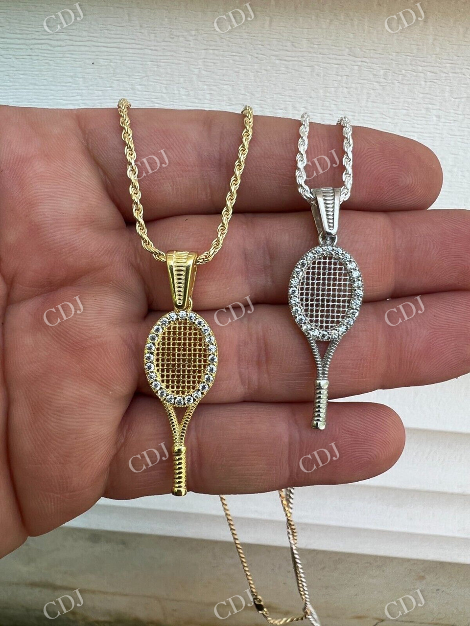 Round Diamond Tennis Racket Pendant  customdiamjewel   