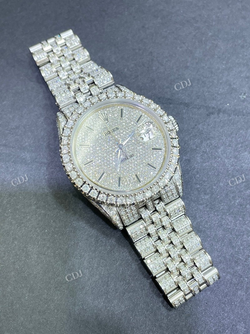 36 mm Rolex Jubilee Full White Date Just Moissanite Watch For Men customdiamjewel