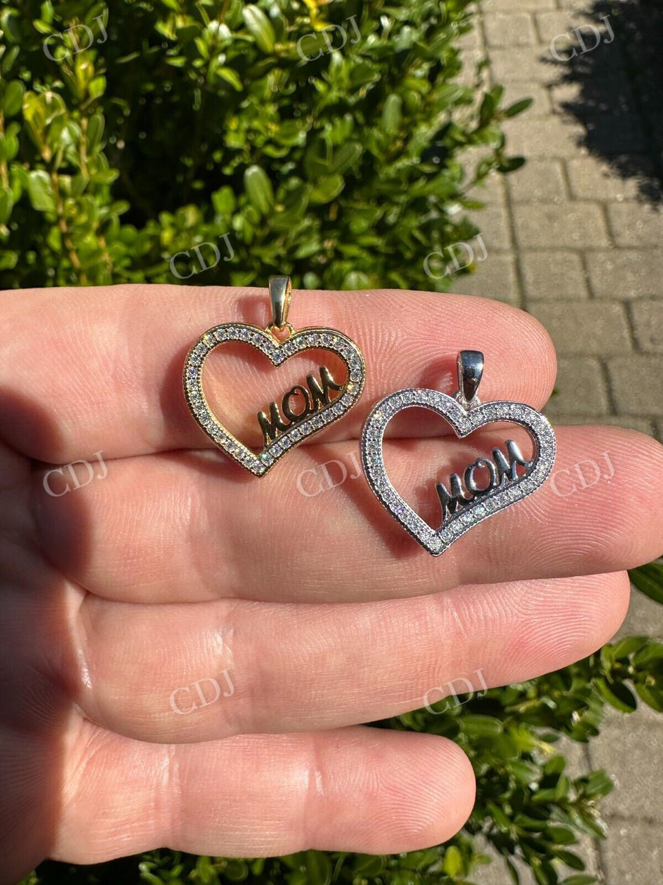 Iced Mom Heart Shape Diamond Pendant  customdiamjewel   