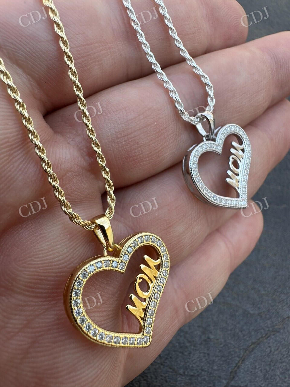 Iced Mom Heart Shape Diamond Pendant  customdiamjewel   