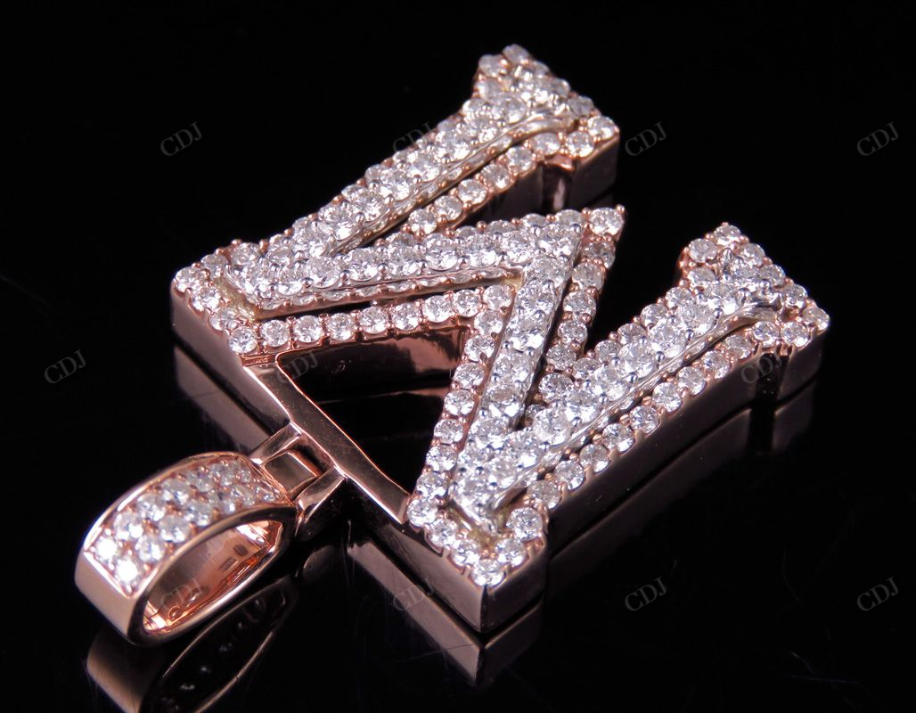 1.5CTW 10k Solid Gold Diamond 3D Initial M Letter Pendant CustomDiamJewel