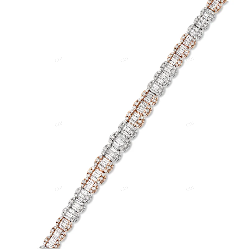 Two Tone VVS Moissanite Tennis Bracelet For Unisex CustomDiamJewel