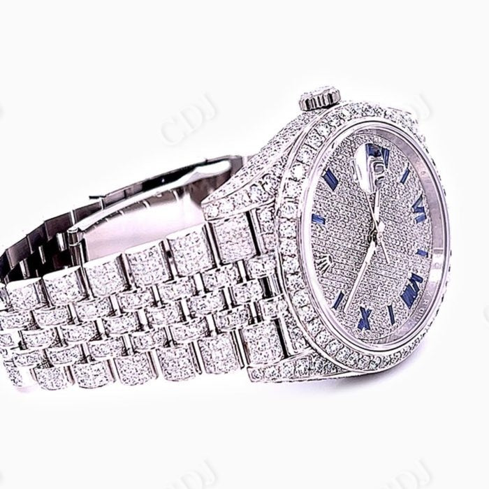 Cross Bezel Rolex Full White Iced Out Hip Hop Watch customdiamjewel