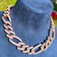 18K Yellow Rose White gold Plated Cuban Link Chain CustomDiamJewel