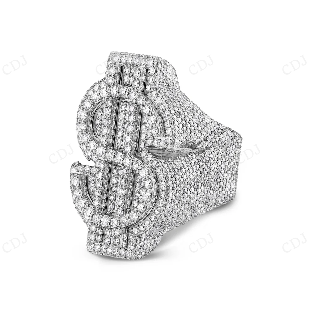 925 Sterling Silver Moissanite Diamond Dollar Sign Ring hip hop jewelry CustomDiamJewel