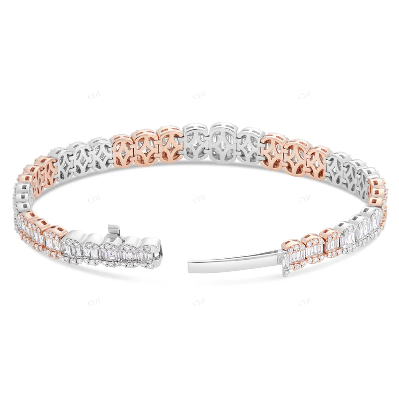 Two Tone VVS Moissanite Tennis Bracelet For Unisex CustomDiamJewel