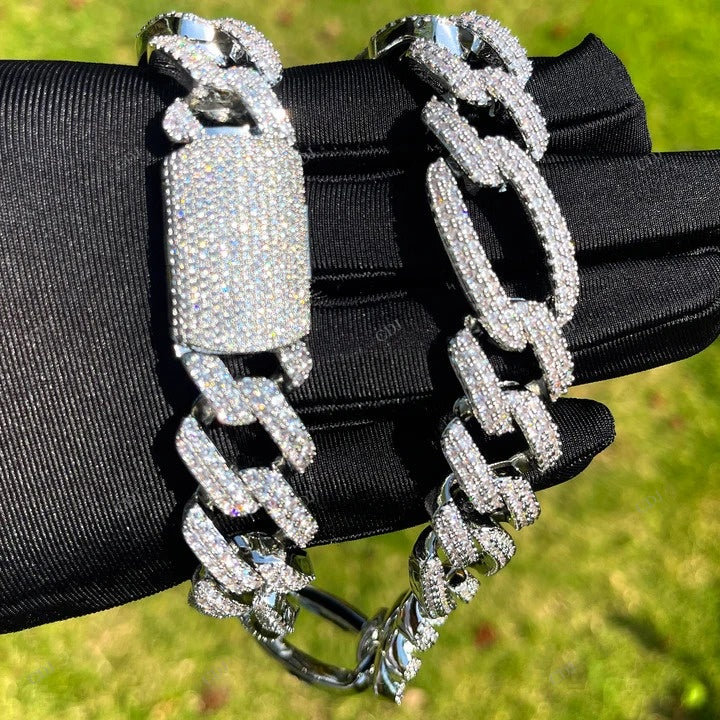 18K Yellow Rose White gold Plated Cuban Link Chain CustomDiamJewel
