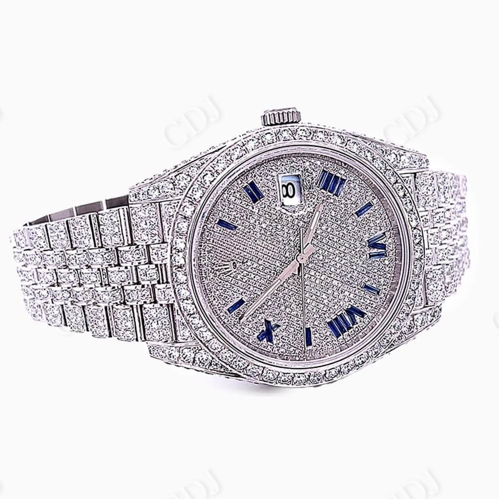 Cross Bezel Rolex Full White Iced Out Hip Hop Watch customdiamjewel
