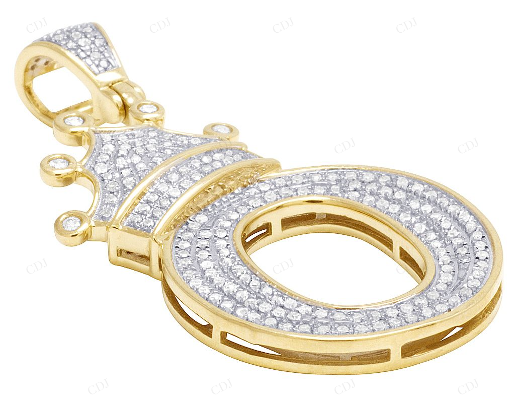 10K Gold 1.7" Custom Natural Diamond O Letter Pendant CustomDiamJewel