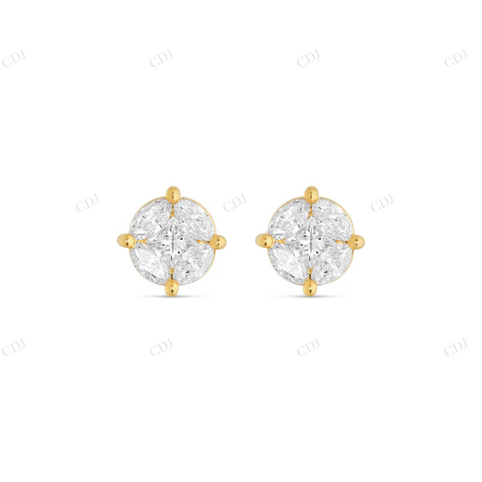 Unique Diamond Earrings with Marquise and Round Cut Diamonds Stud earrings CustomDiamJewel