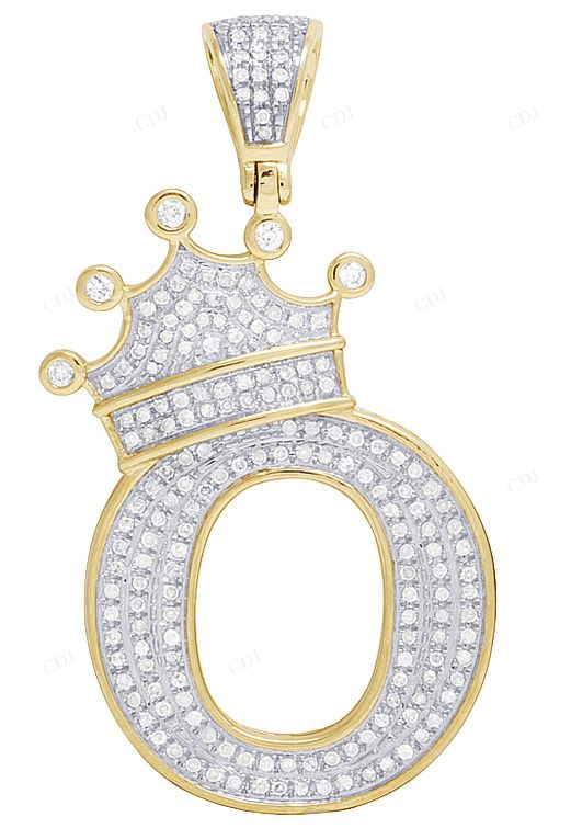 10K Gold 1.7" Custom Natural Diamond O Letter Pendant CustomDiamJewel